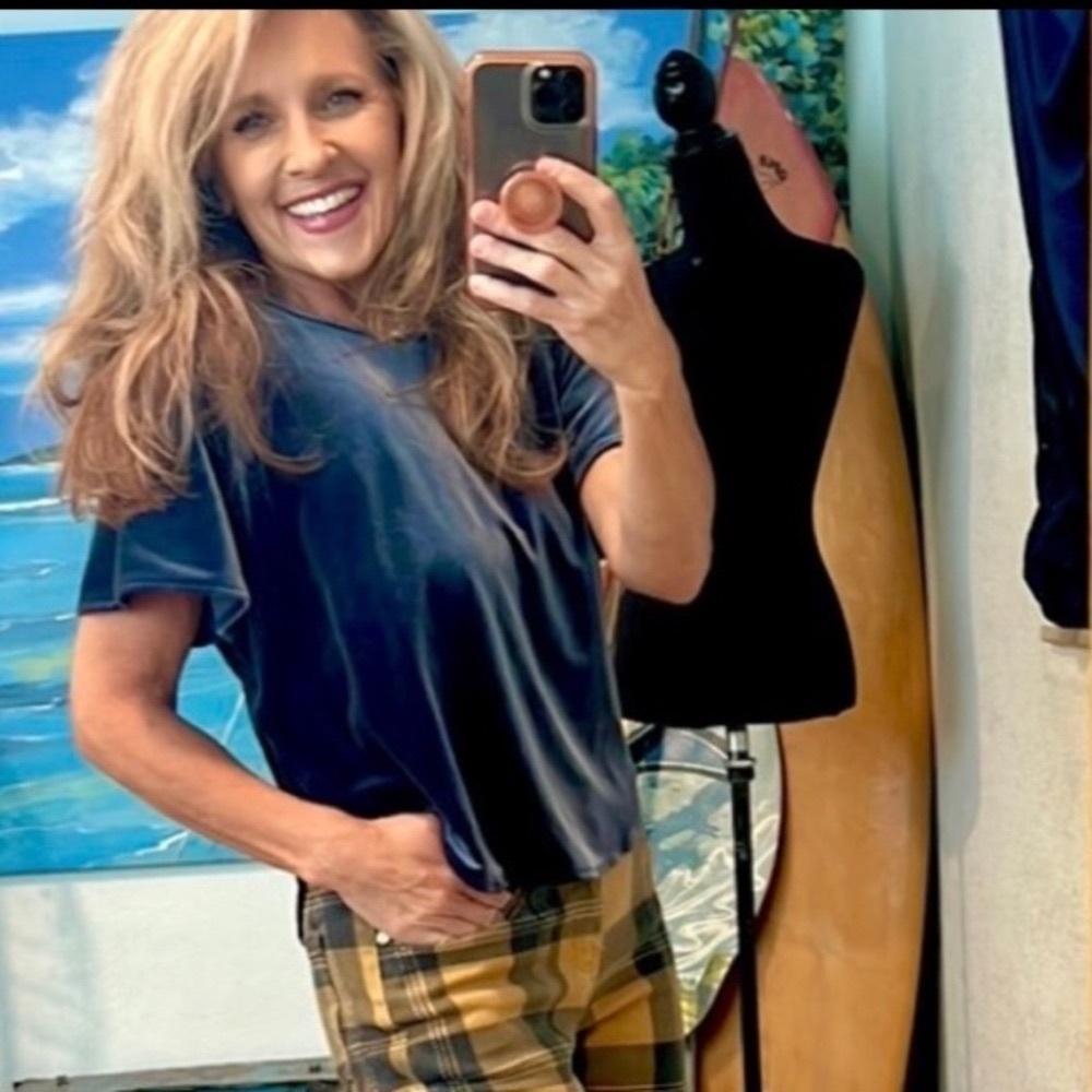 🎉HP🎉Madewell, Amazing Blue Velvety Capped Sleeve Top, Excellent Condition, XS - Picture 1 of 11